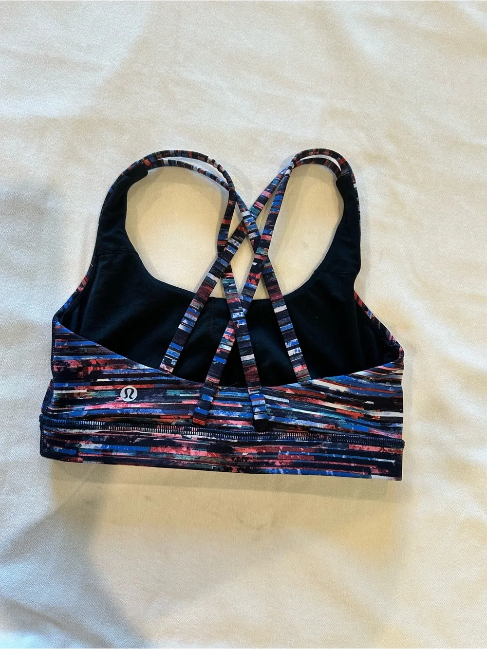 lululemon athletica Striped Multi-Color Sports Bra — Navy, Blue, Pink